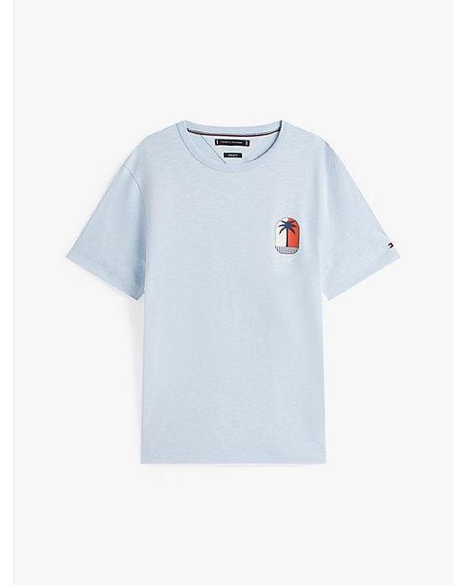 Tommy Hilfiger T-Shirt Met Ronde Hals En Tropisch Logo in het Blue voor heren
