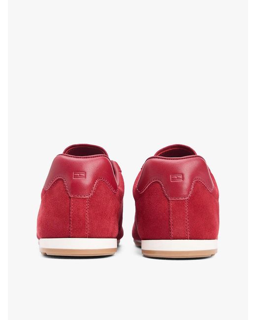Tommy Hilfiger Red Suede Hilfiger Monotype Cleat Trainers for men