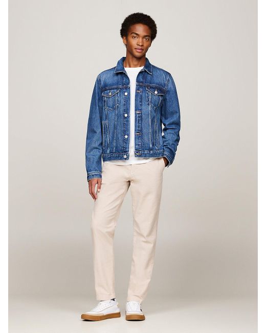 Veste Trucker en denim à drapeau brodé Tommy Hilfiger pour homme en coloris Blue