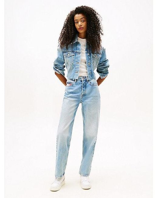 Vaqueros Ajustados De Pernera Recta Y Talle Alto Tommy Hilfiger de color Blue