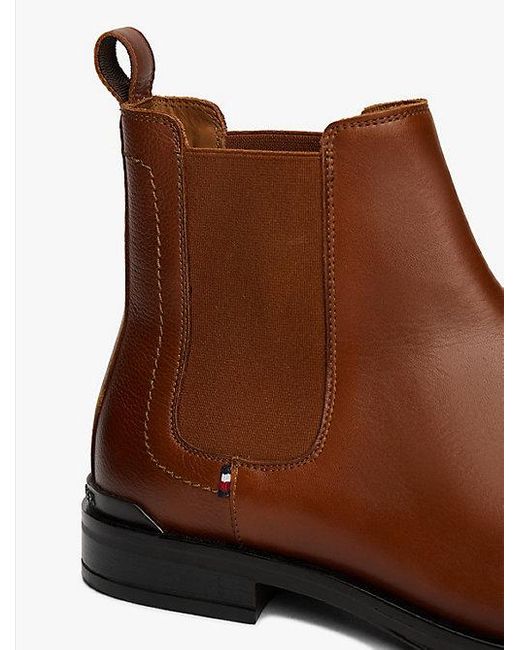 Tommy Hilfiger Leren Chelsea Boot in het Brown voor heren