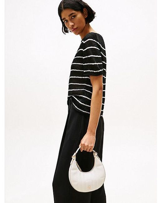 Tommy Hilfiger White Gesteppte Crossbody-Schultertasche