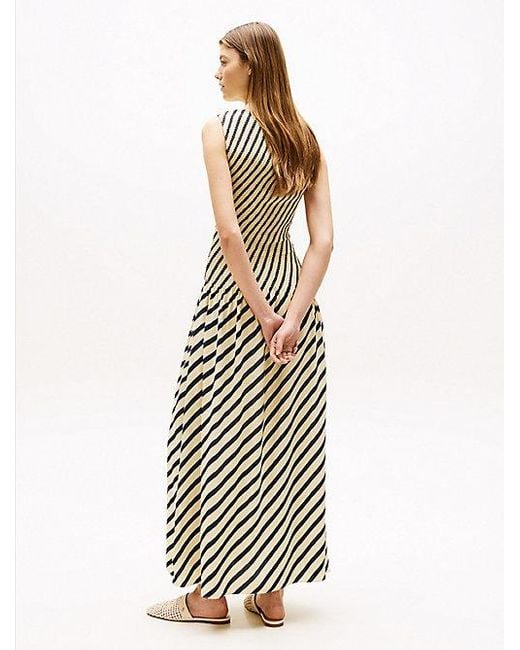 Vestido Largo The Sofia Capsule De Rayas Tommy Hilfiger de color White