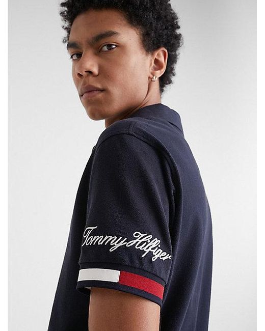 Tommy Hilfiger Slim Fit Poloshirt mit Signatur-Logo in Blau für Herren |  Lyst DE