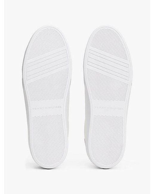 Tommy Hilfiger White Metallic-Sneaker Aus Leder Mit Platform-Sohle