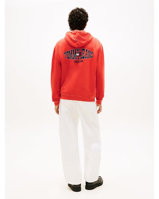 Tommy Hilfiger Red Back Logo Wavy Flag Relaxed Hoody for men