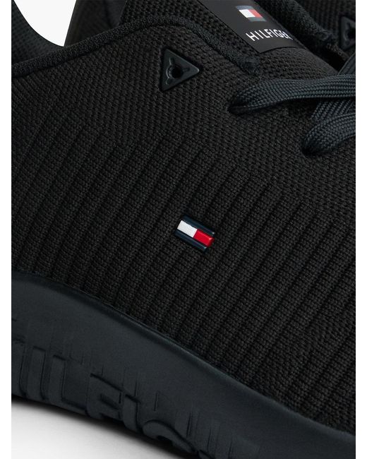 Tommy Hilfiger Black Signature Knitted Trainers for men