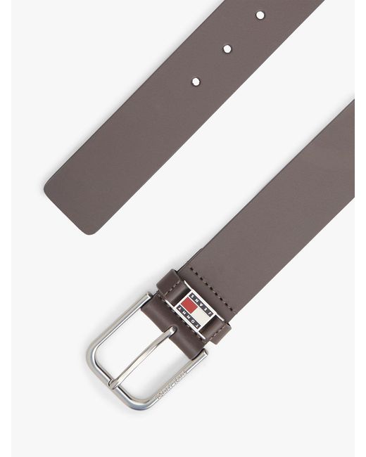 Tommy Hilfiger Gray Scanton Debossed Square Buckle Leather Belt for men