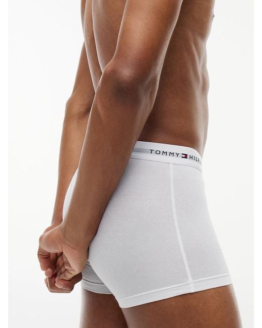 Tommy Hilfiger White 3-Pack Signature Logo Waistband Trunks for men
