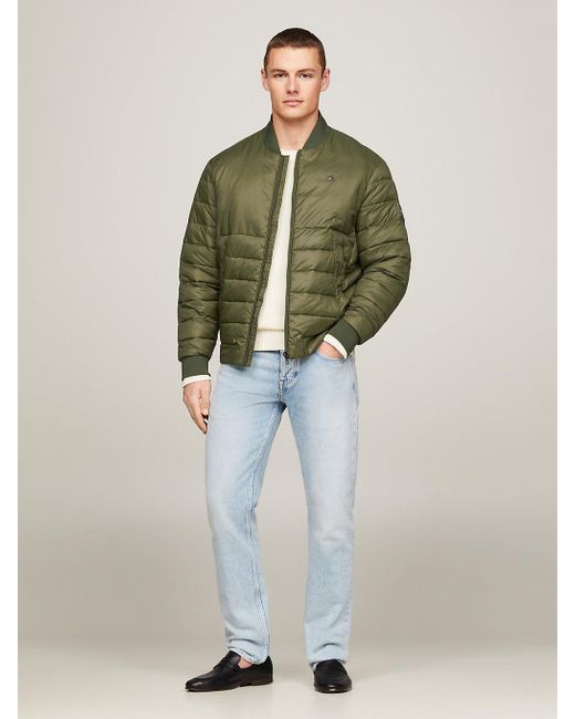 Tommy Hilfiger Green Water Repellent Packable Quilted Bomber Jacket for men