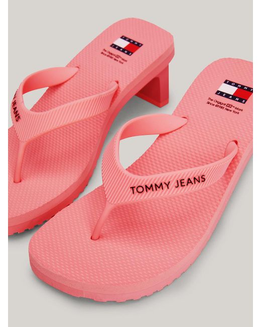 Tommy Hilfiger Pink Block Heel Flip-flops