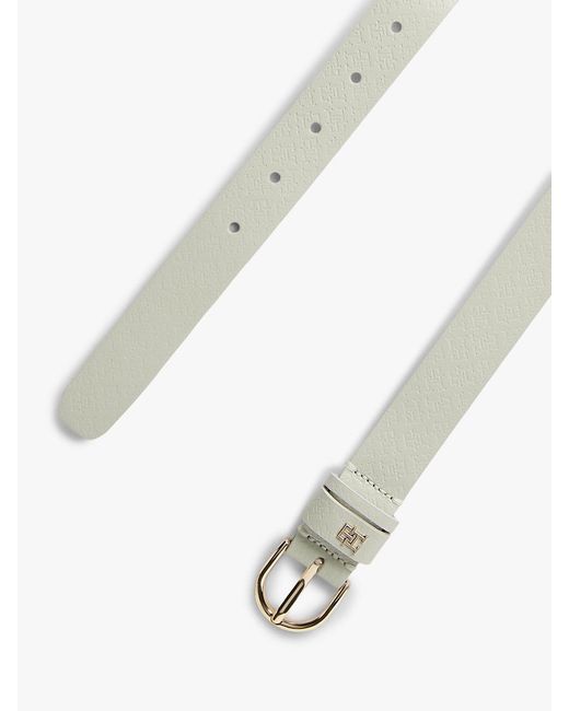 Tommy Hilfiger Natural Th Monogram Debossed Leather Belt