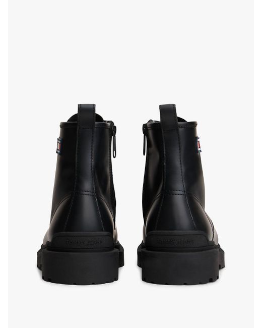 Bottes En Cuir Crantées À Lacets Tommy Hilfiger pour homme en coloris Black