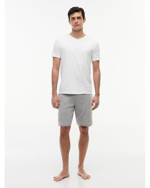 Tommy Hilfiger White 3-pack Premium Essential V-neck Lounge T-shirts for men