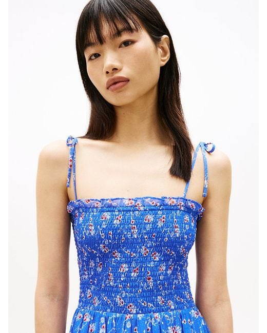 Tommy Hilfiger Blue Print Extra Slim Chiffon Maxi Dress