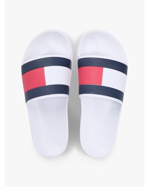 Tommy Hilfiger White Flag Strap Pool Slides for men