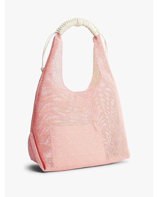 Tommy Hilfiger Pink Woven Hobo Bag