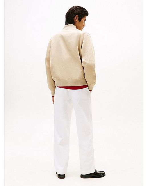 Tommy Hilfiger Smart-Casual Bomberjack Van Linnenmix in het White voor heren