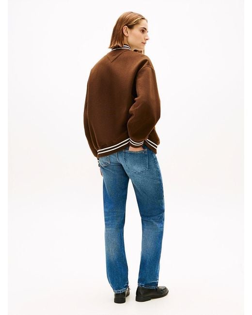 Tommy Hilfiger Brown Double-Faced Wool Blend Bomber Jacket
