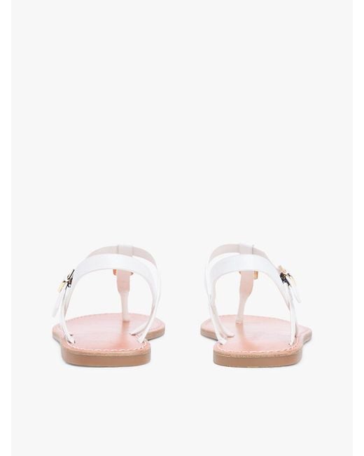 Tommy Hilfiger White Leather Th Monogram Strap Sandals