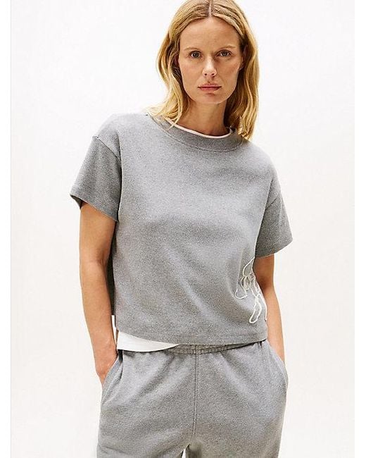 Camiseta De Corte Amplio Con Logo Tommy Hilfiger de color Gray