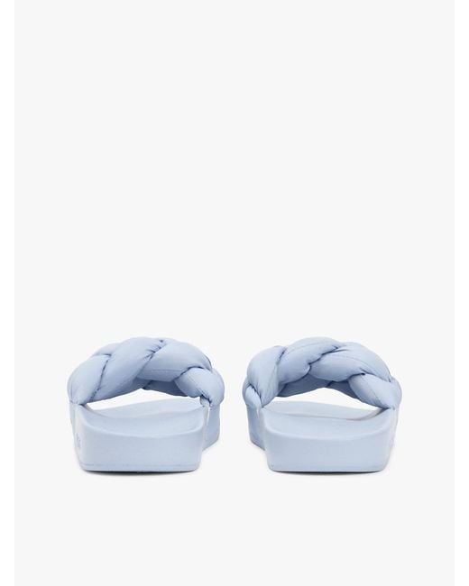 Tommy Hilfiger Blue Embossed Braided Strap Slides