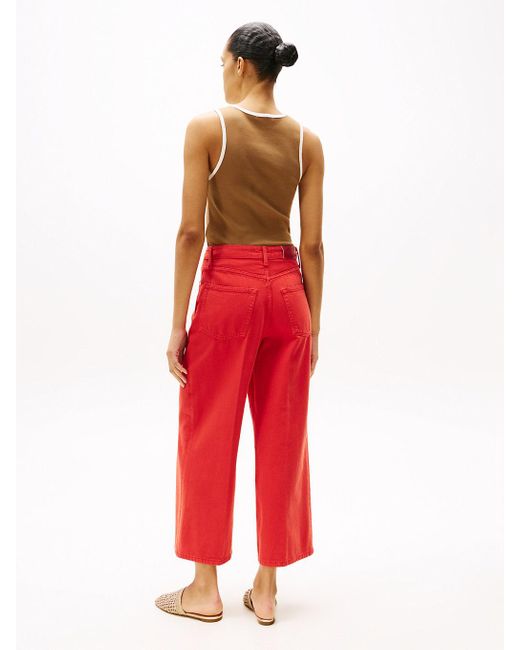 Tommy Hilfiger Red High Rise Wide Leg Ankle Jeans