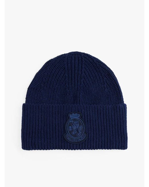 Tommy Hilfiger Blue Th Crest Beanie With Cashmere for men