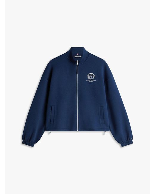Tommy Hilfiger Blue Crest Embroidery Relaxed Zip-Thru Jumper
