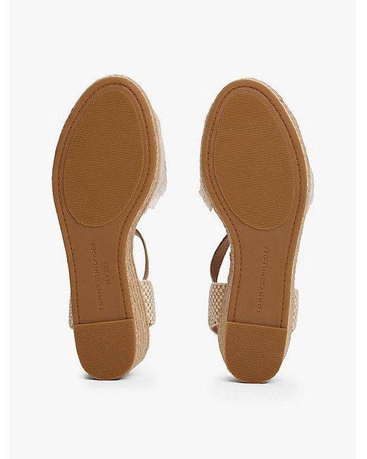 Tommy Hilfiger Canvas Sandaal Met Sleehak En Franjes in het Natural