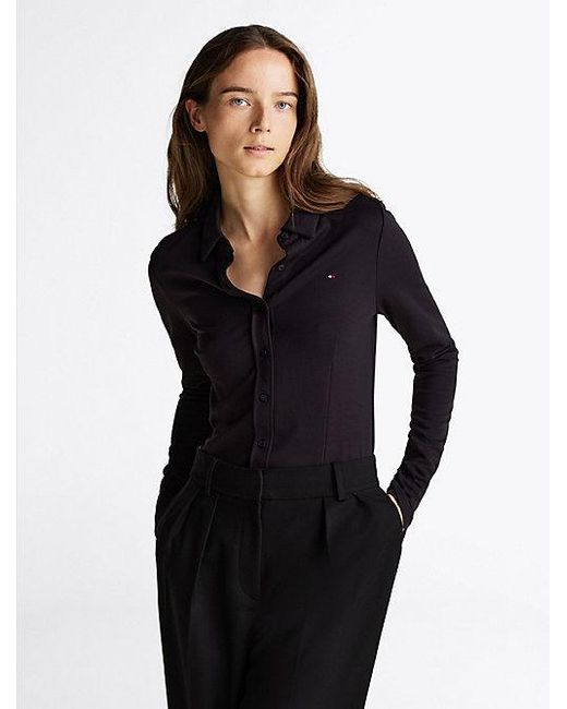 Tommy Hilfiger Slim Fit Overhemd Met Manchetten Met Split in het Black