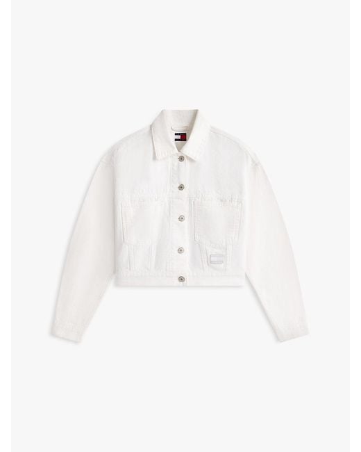 Tommy Hilfiger White Back Logo Oversized Denim Trucker Jacket
