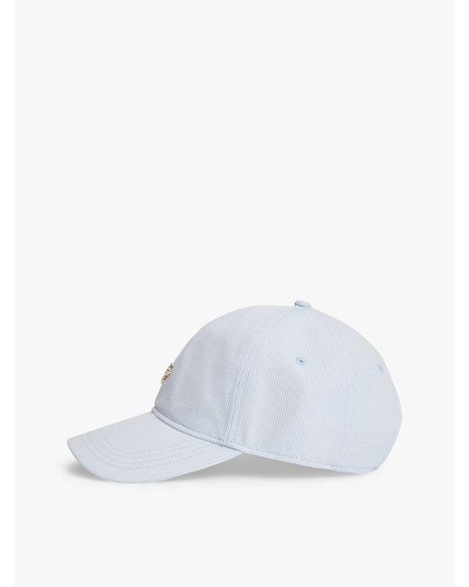 Tommy Hilfiger White Stripe Seersucker Logo Plaque Baseball Cap