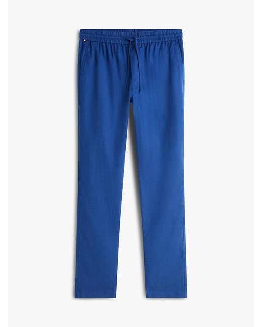 Tommy Hilfiger Blue Harlem Tapered Leg Linen Blend Chinos for men