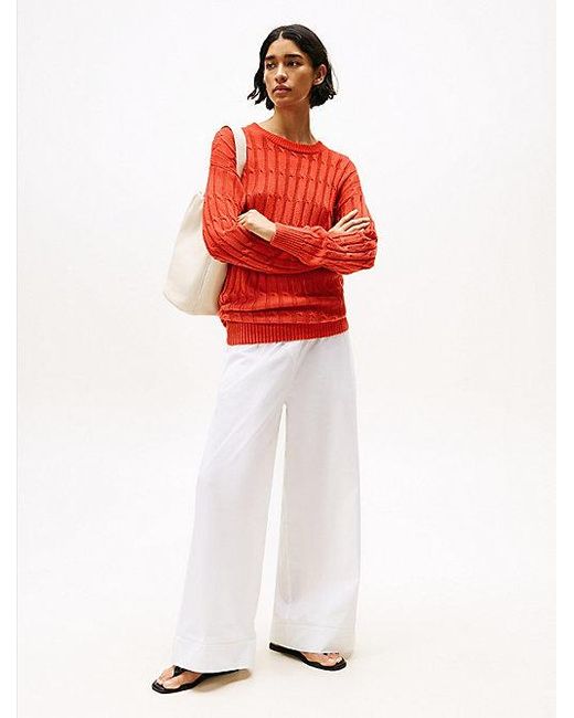 Tommy Hilfiger Relaxed Fit Broek Van Poplin Met Wijde Fit in het Red