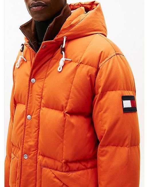 Tommy Hilfiger Waterafstotende Parka Met Dons En Vierkanten in het Orange voor heren