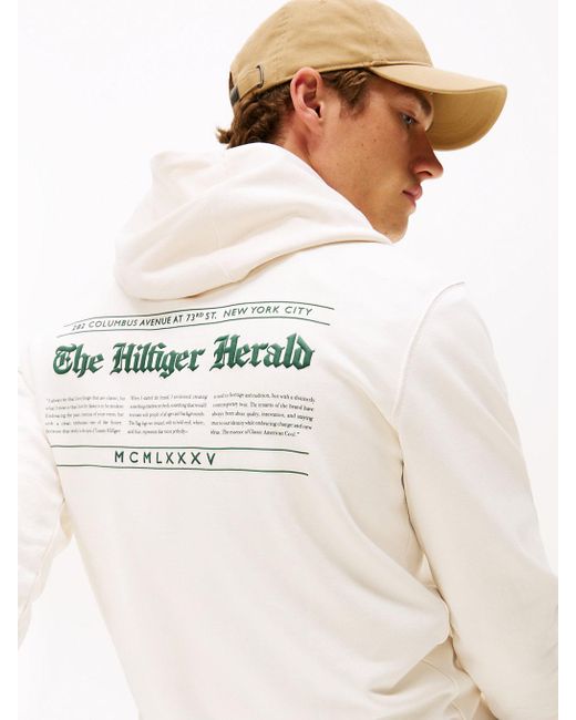 Felpa Con Cappuccio E Grafica Sul Retro di Tommy Hilfiger in White da Uomo