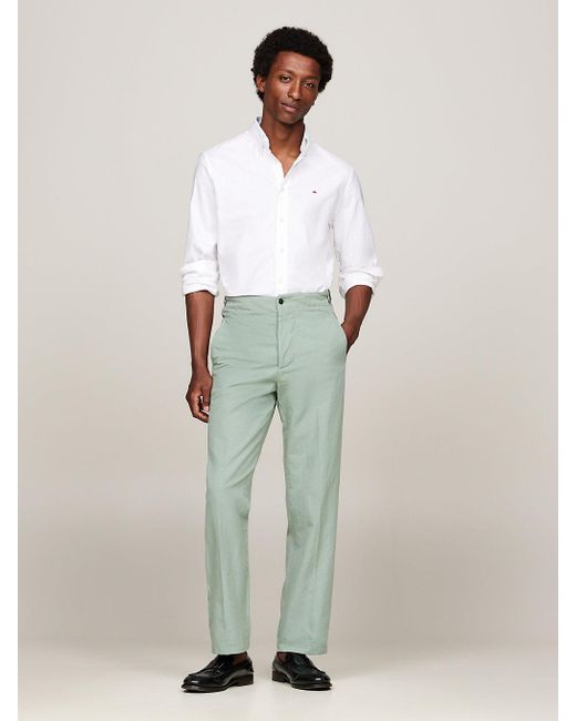 Tommy Hilfiger Green Pressed Crease Adjustable Waist Trousers for men