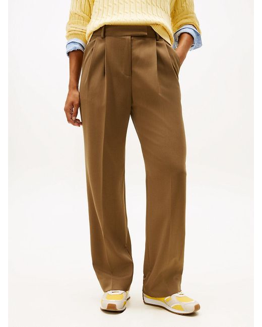 Tommy Hilfiger Metallic Timeless Pleated Relaxed Straight Leg Trousers