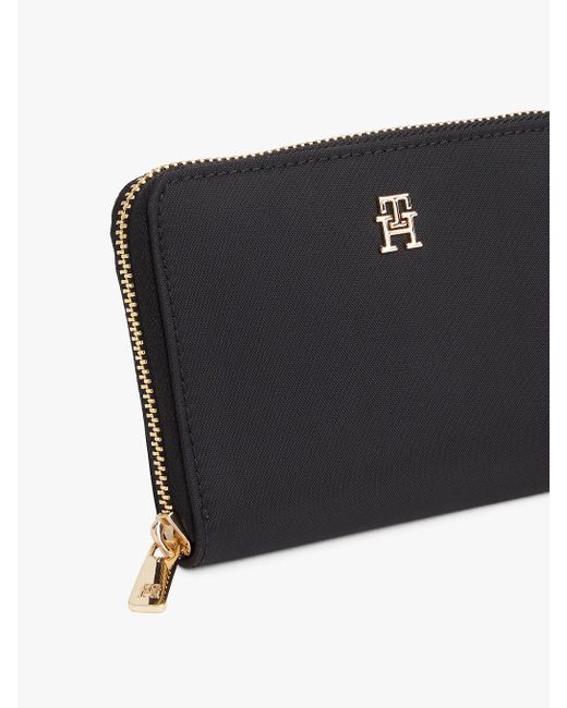 Tommy Hilfiger Black Th Monogram Zip-around Wallet