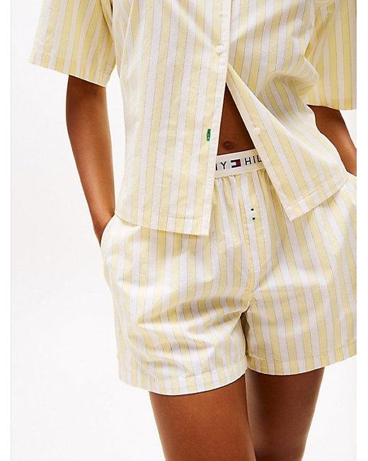 Tommy Hilfiger Poplin Pyjamashirt Met Korte Mouwen in het Natural