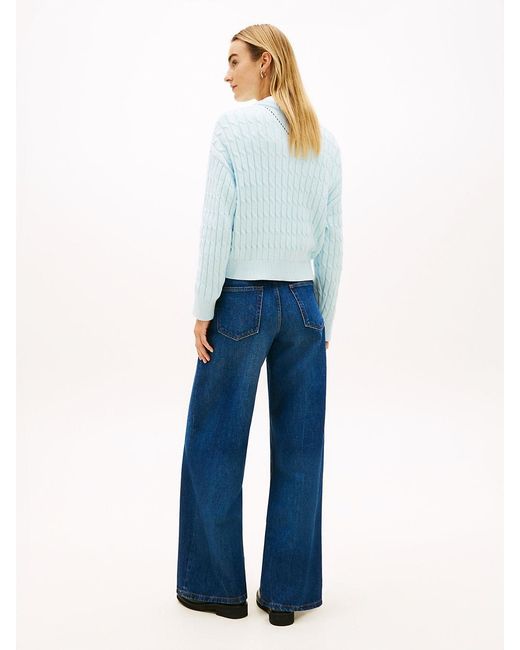Tommy Hilfiger Blue Cable Knit Relaxed Jumper