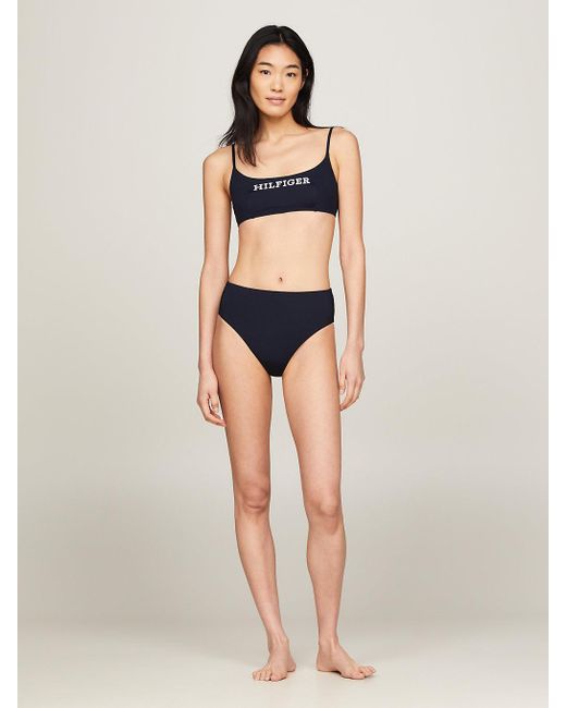 Haut de bikini bralette à monotype Hilfiger Tommy Hilfiger en coloris Blue