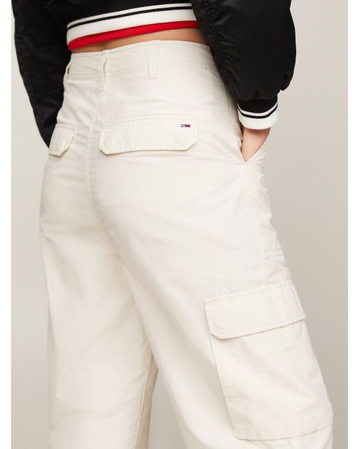 Tommy Hilfiger White Harper High Rise Mom Cargo Trousers