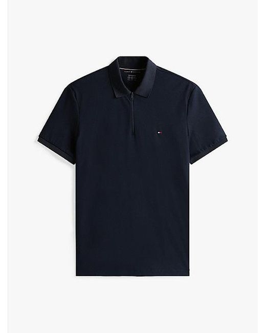 Tommy Hilfiger Performance Piqué-Poloshirt Mit Reißverschluss in Blue für Herren