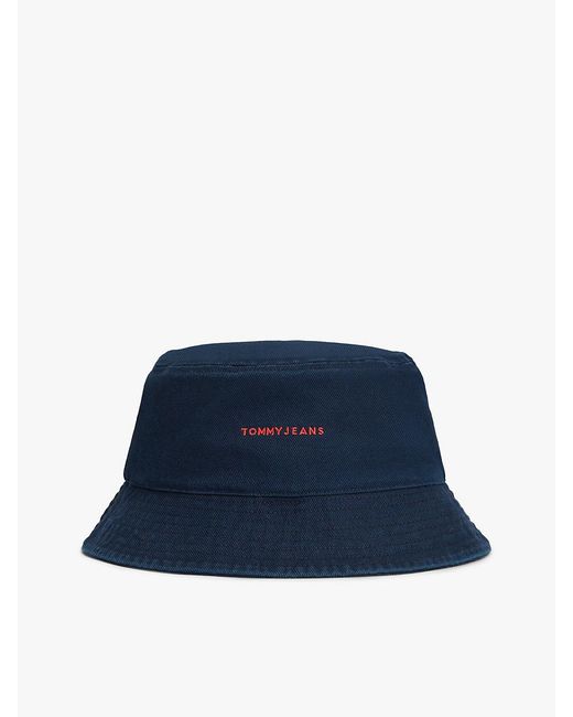 Tommy Hilfiger Blue Heritage Logo Washed Bucket Hat for men