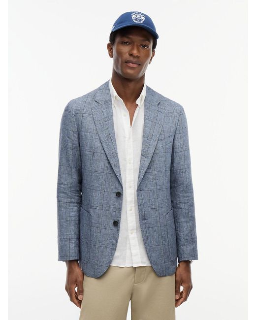 Tommy Hilfiger Blue New York Label Check Regular Fit Pure Linen Blazer for men