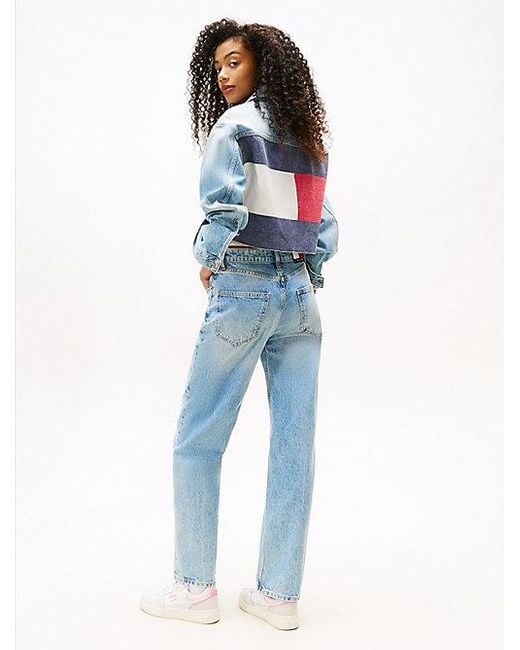 Vaqueros Ajustados De Pernera Recta Y Talle Alto Tommy Hilfiger de color Blue