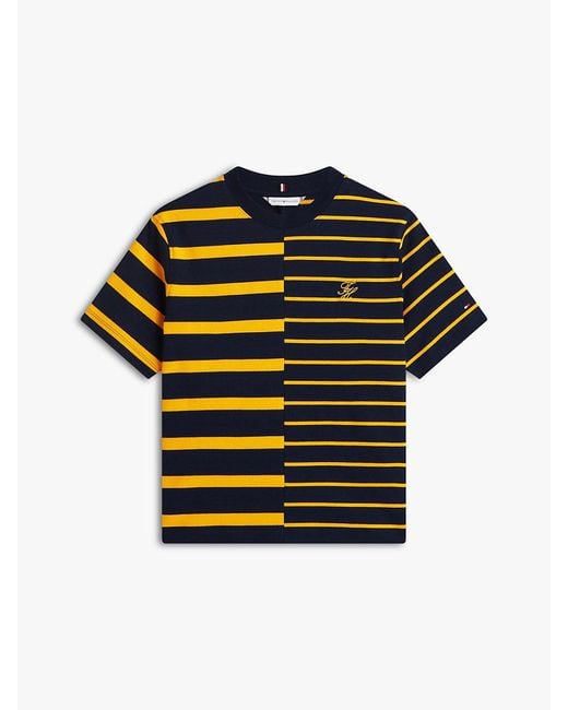 Tommy Hilfiger Orange Mixed Stripe Relaxed Crew Neck T-Shirt