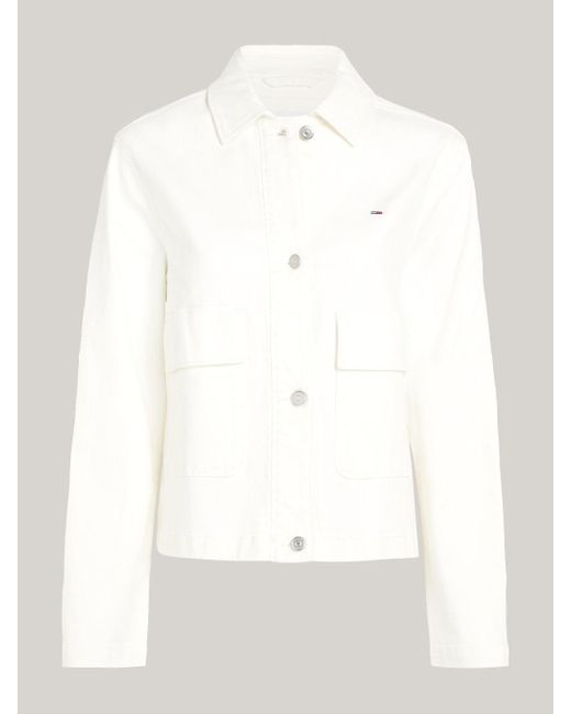 Tommy Hilfiger White Garment Dyed Overshirt Jacket